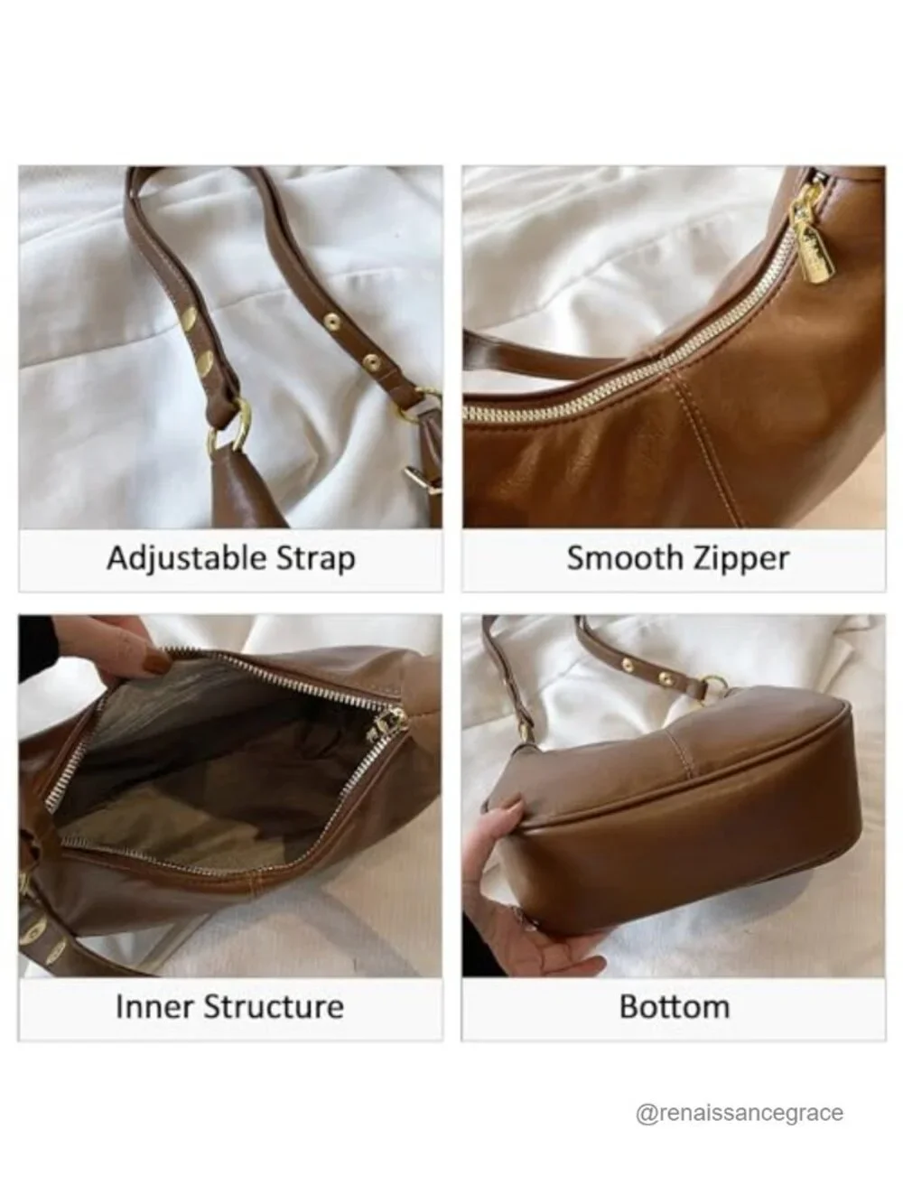 Small Hobo Bag Crescent Shoulder Purse Faux Leather Crossbody